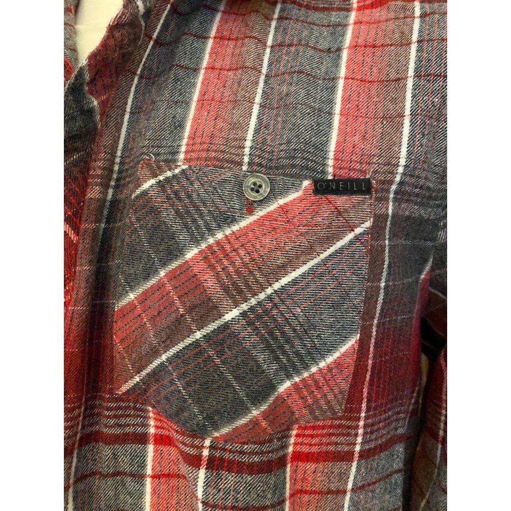 O'Neill Plaid Flannel Shirt Size L 90s Long Sleeve Grunge‎ Surf Skateboard Cali - Picture 5 of 16